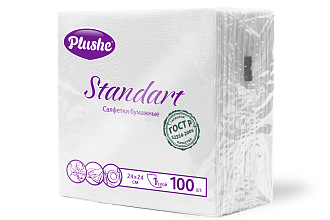 Салфетки бумажные 100 листов 24*24 PLUSHE Standart