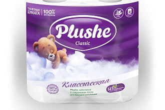 Бумага туалетная 4рул 2сл 18м PLUSHE Classik 