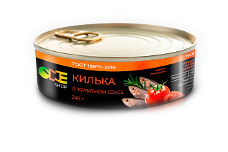 Килька каспийская неразд. обжар. в т/с One Shop ж/б ключ 240 г.