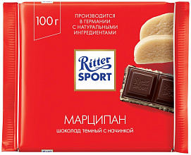 Шоколад Ritter Sport темный с марципаном 100 гр./12 шт.