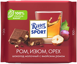 Шоколад Ritter Sport ром изюм орех 100 гр./12 шт.