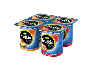 Продукт Йогуртовый Фруттис клубника-персик 115 г 5% Сливочное Лакомство