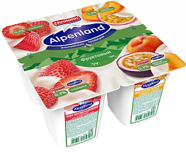 Йогурт Альпенлэнд 0,3% Клубника Персик Маракуйя 95гр.