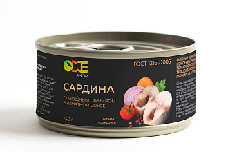 Сардина в т/с с овощным гарниром OneShop ключ 240 гр 