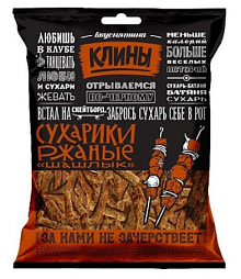 Сухарики Клины ржаные со вкусом шашлыка 40гр 1*80