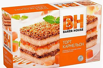 Торт бискв. Бейкер Хаус Кармельон 350г/8шт Москов.обл.