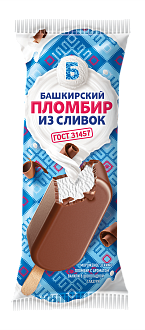 Мороженое эскимо пломбир с аром. ванили в шок. глаз. 60гр. Башкирский пломб.