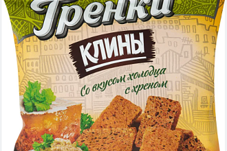 Сухарики Клины ржаные со вкусом холодца с хреном 40гр 1*80