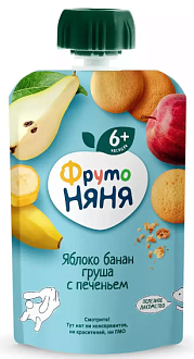 Пюре Салатик из фруктов ябл/банан/груша/персик 90г Фрутоняня